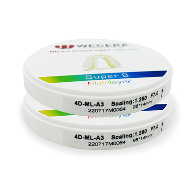 Dental Zirconium Multilayer Blank 3D Multilayer 1200 MPa 16mm Thickness