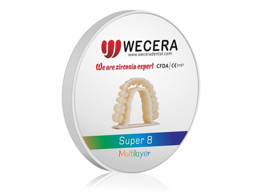 8 warstw Multilayer Zirconia Disc Kompatybilny z różnymi systemami CAD CAM zapewniającymi stałą wydajność i długowieczność