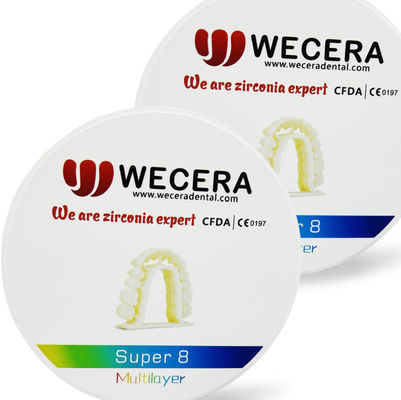 Przejrzystość 57 proc. Wielowarstwowa płytka cyrkoniowa Gładka powierzchnia Kompatybilne maszyny Roland VHF imes icore Dental CAD CAM Disc