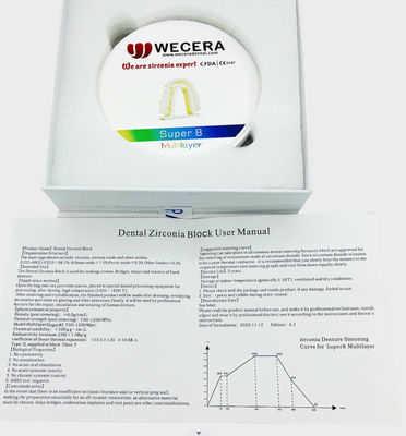 Gładka powierzchnia wielowarstwowa Zirconia Disc Wytrzymałość 1200 Mpa Kompatybilne maszyny Roland VHF imes-icore Dental Milling Disc