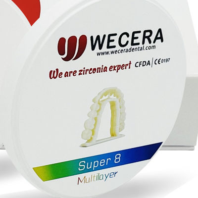 Gęstość spiekania 6,0 gcm3 Wielowarstwowa Zirkonia Blok średnica 98 mm Kompatybilne maszyny Roland VHF Imesicore Stomatologiczne aplikacje frezowania